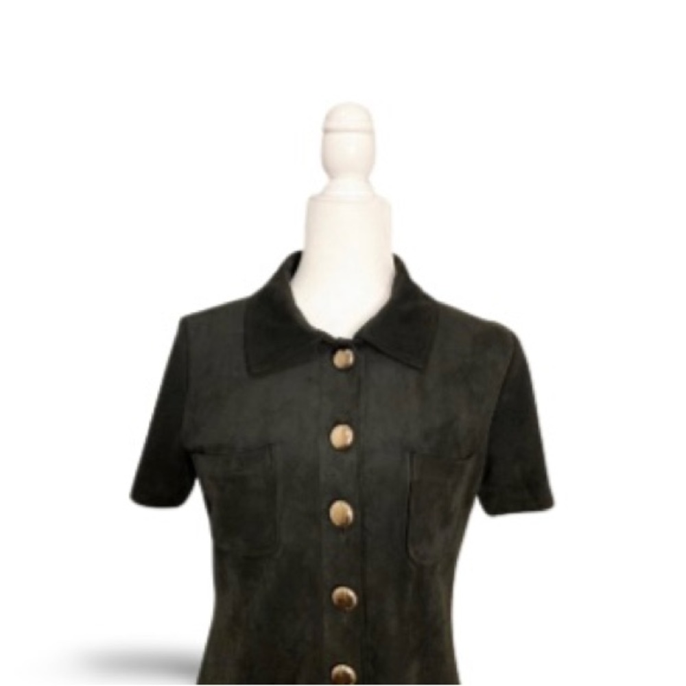 Tommy Hilfiger Black Faux Suede Short Sleeve Dress - Size 8 - Picture 5 of 9